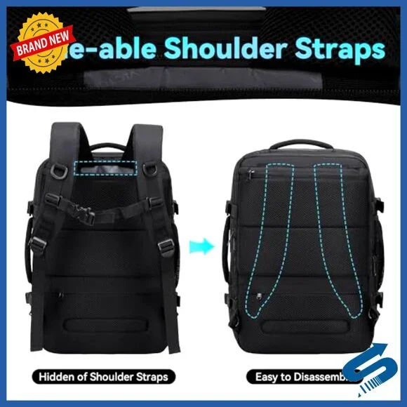 Expandable Travel Backpack USB Charging Port Water Resistant Luggage Weekender